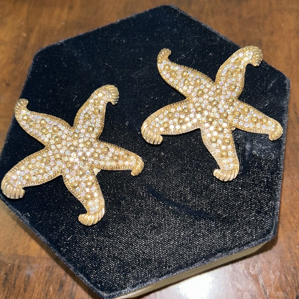 Vintage Kirks Folly Aurora Borealis Starfish Earrings-Boutique
